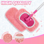 Nicemiya 8 Pack Reusable Mop Pads Compatible with Swiffer Sweeper, Microfiber Chenille Washable Swiffer Mop Pads, Dry & Wet Sweeping Mopping Cloths (Pink)