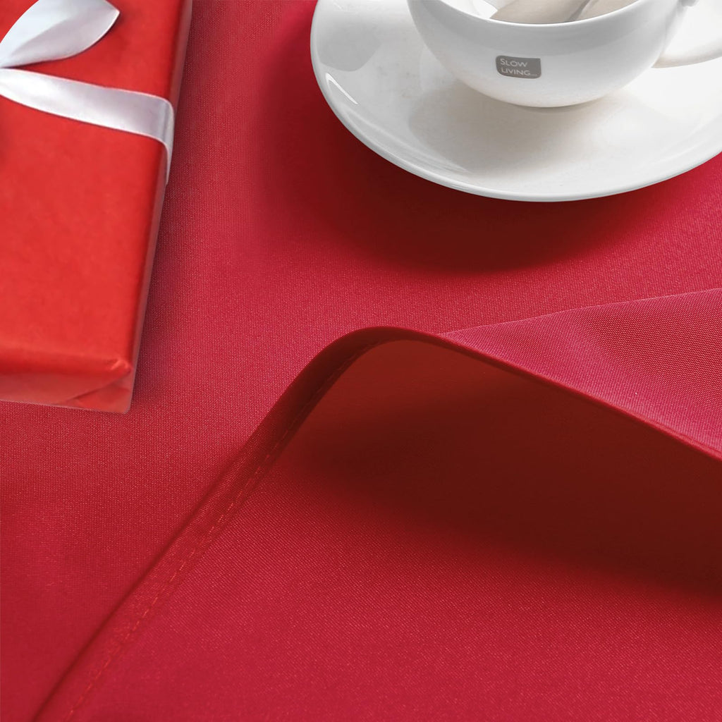 Hiasan Christmas Round Tablecloth 80 Inch - Waterproof Stain Resistant Spillproof Polyester Fabric Table Cloth for Dining Room Kitchen Party, Red