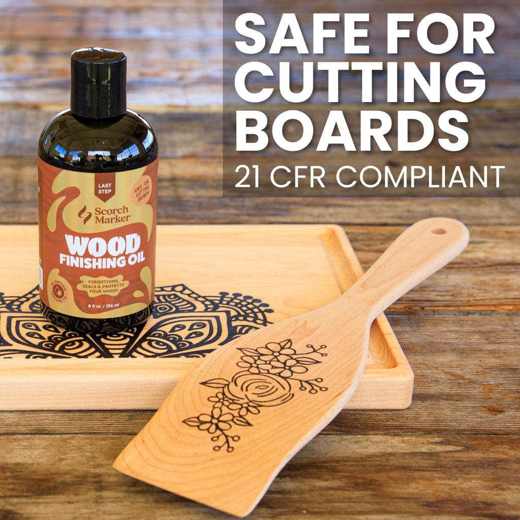 SCORCH MARKER Cutting Board Oil - Food Safe Butcher Block & Wood Finishing Oil Conditioner, Made with Food Grade MCT Oil, for Kitchen Utensils & Wood Crafts, Mineral Oil-Free (8OZ)