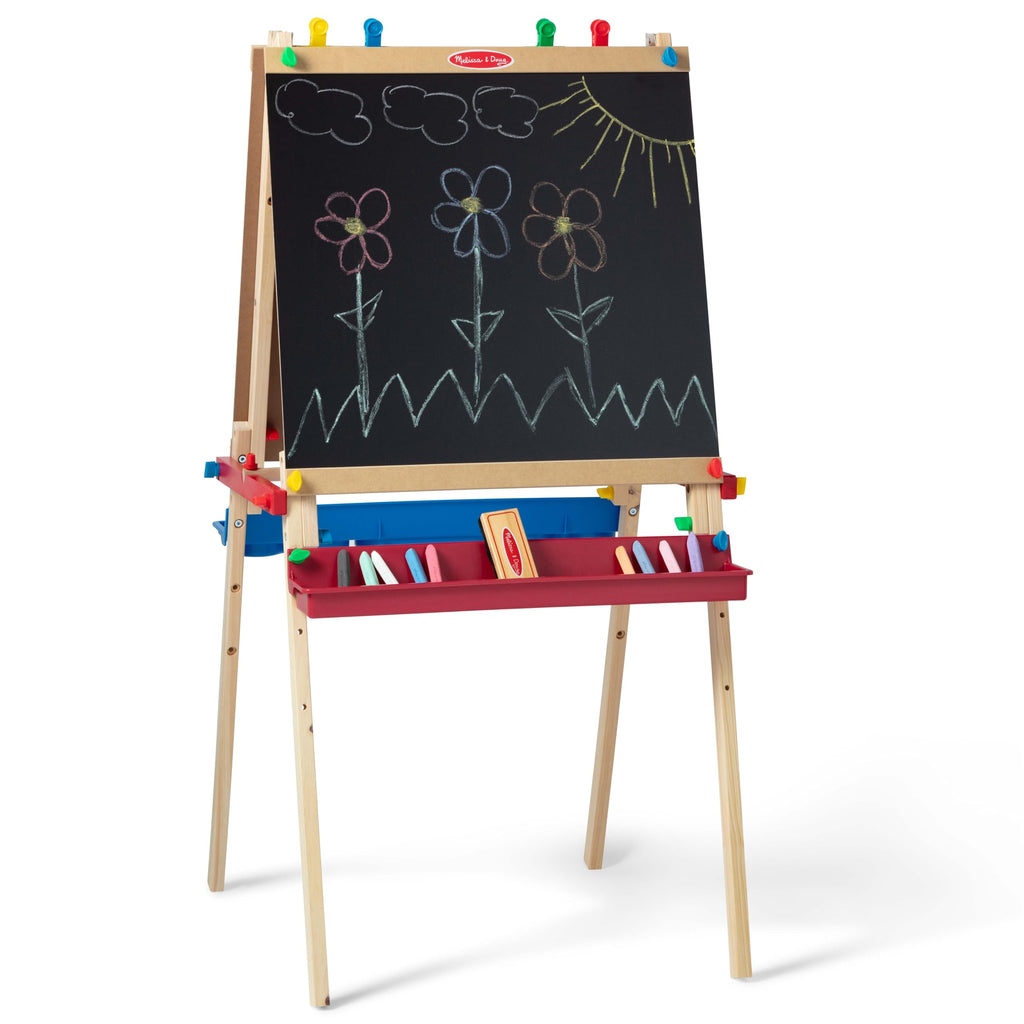 Melissa & Doug Deluxe Standing Art Easel - Dry-Erase Board, Chalkboard, Paper Roller - FSC Certified