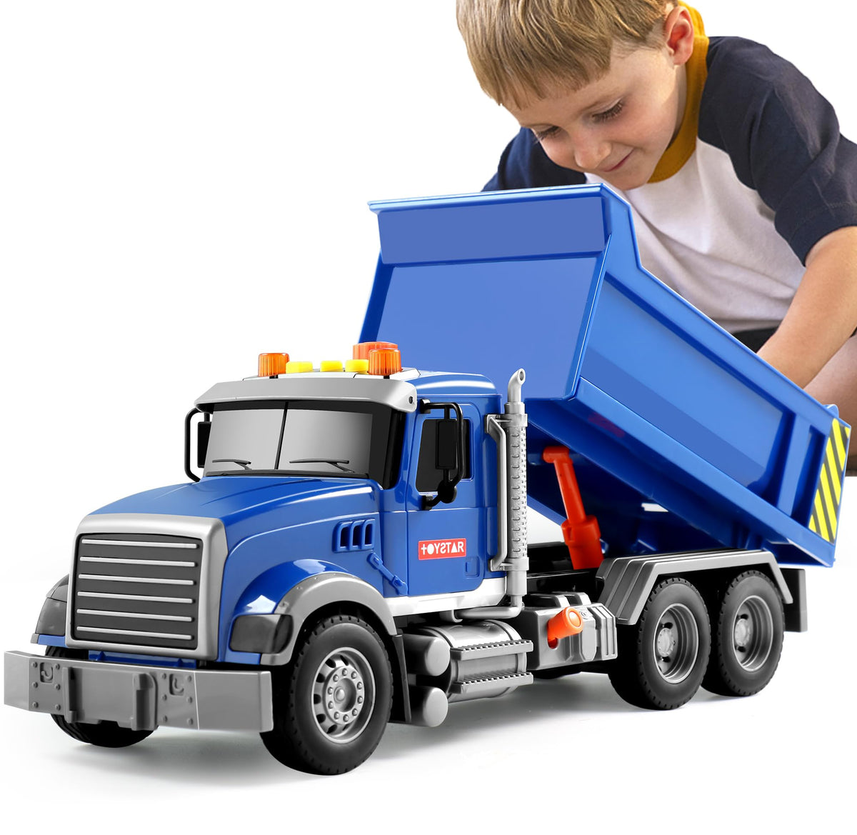 Dwi Dowellin Kid Trucks Toys for Boys Age 3-5,Big Dump Truck with Lights and Sounds,Kids Boy Toys Christmas Birthday Gift Car