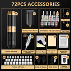 STIGMA Wireless Tattoo Gun Kit Complete with Pro Short Pen, 2 Batteries, 20 Tattoo Cartridge Needles, Color Set, Full Tattoo Accessories STP35TI4002-9
