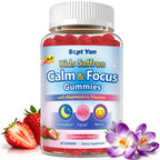 Sept Yan Saffron Gummies Kids with Magnesium L-Theanine Vitamin D3 B6 B12 Saffron for Kid Focus Mood Support Natural Saffrons Extract Supplement for Active Children Calm 60 Count Strawberry Sugar Free