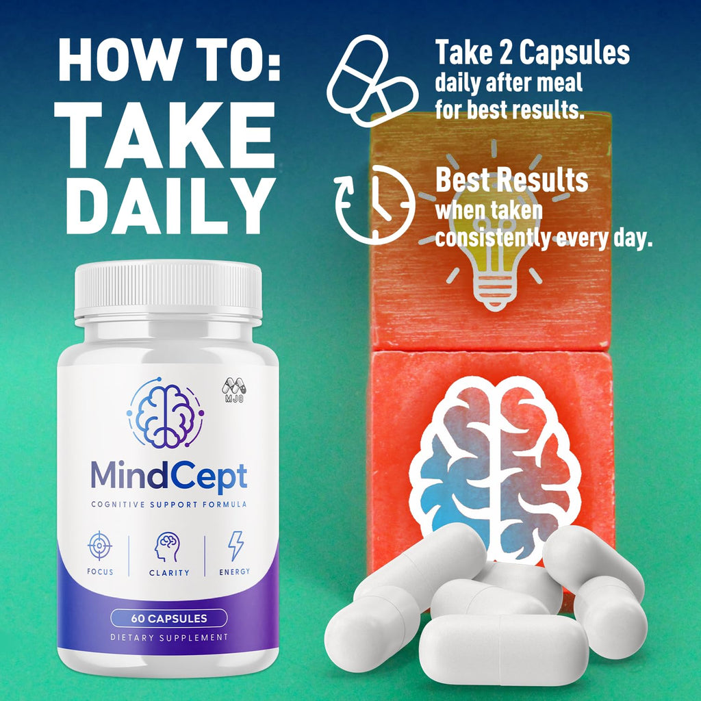 Mindcept Capsules, Official Mindcept Pills with All Natural Ingredients, Advanced Formula Mind Cept Brain Health and Wellness Support with Maximum Strength Active Lifestyle Multivitamins (60 Capsules)