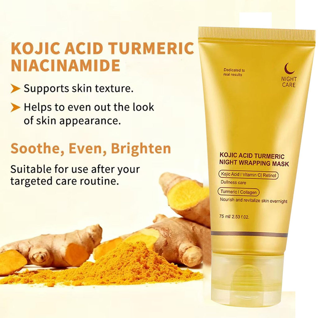 Metiplou kojic Acid Turmeric Night Wrapping Hydration Mask Brightens & Defends Against Skin, Improves Skin Texture Glowing Skin