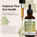 Prozen Wormwood Gut Cleanse Liquid Drops, Wormwood Black Walnut Clove Gut Cleanser for Adults with Soursop, Pumpkin Seed, PAU D'Arco, Garlic Oregano, Boosts Energy, Gut Health & Absorption, 2Oz (1)