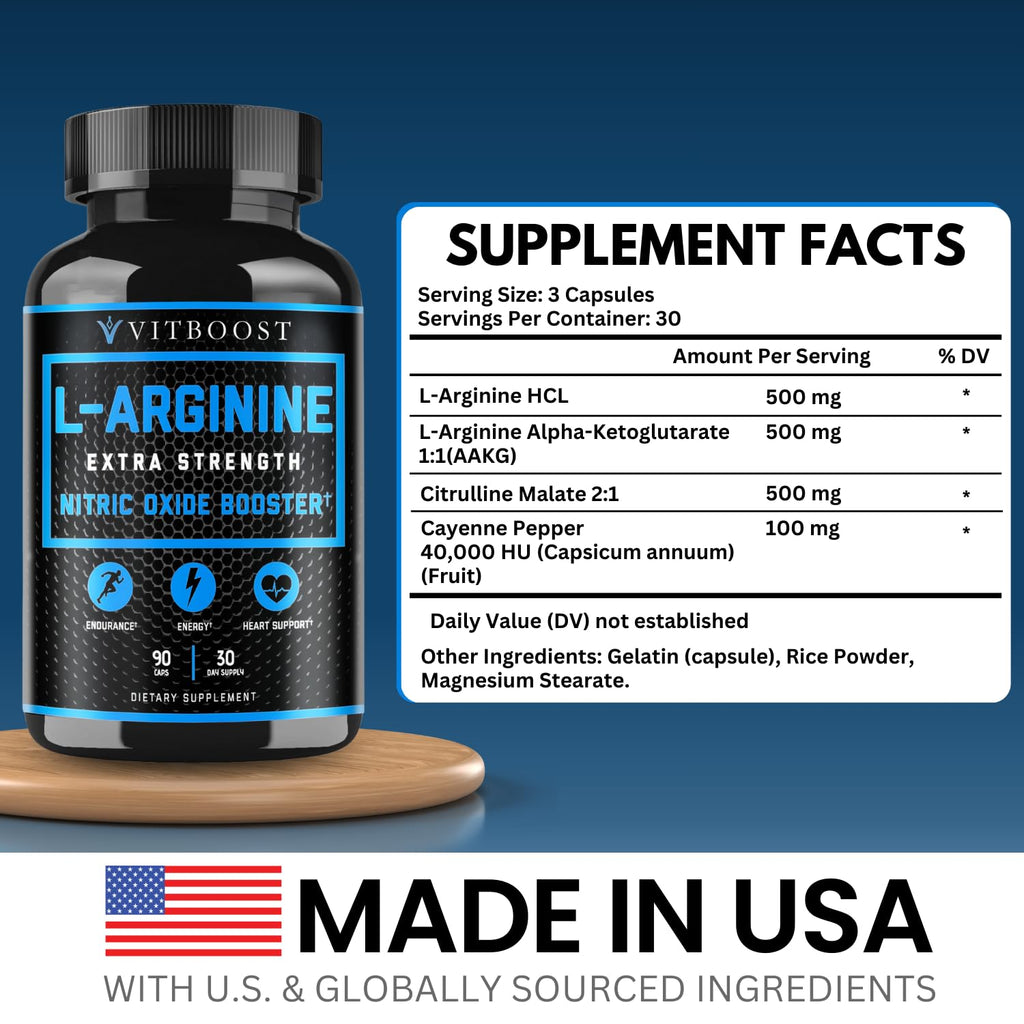 L Arginine Capsules with L-Citrulline 1500mg - Nitric Oxide Booster for Stamina, Muscle, Energy & Vascularity - L-Arginine and Essential Amino Supplement for Extra Strength | 30 Days Supply | 90 Count