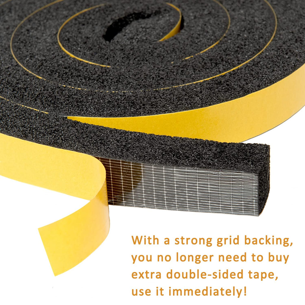 YoleShy Window Air Conditioner Foam Tape 2 Pcs 1 Inch Wide x 1 Inch Thick Weather Stripping Door Seal Strip for Insulation, Weatherstrip, Gap Blocker,Total 13 Feet Long(6.5ft x 2 Rolls)
