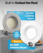 Sunco Retrofit LED Recessed Lighting 6 Inch, Downlight Can Lights for Ceiling, Baffle Trim, 965 LM, 13W (120W Equivalent), 4000K Cool White, Dimmable, Damp Rated UL 4 Pack.