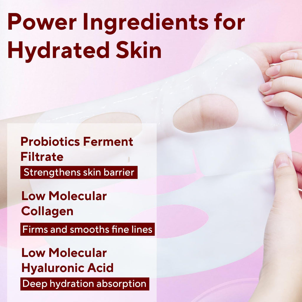 Nityrliv Collagen Face Mask, 4 Pack Bio-Collagen Real Deep Mask Overnight Hydrating Face Mask for All Skin Types,Original Hydrating Collagen Face Mask