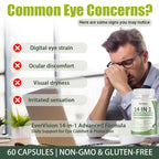 EVERVISION 14 in 1 Advanced Eye Formula, Eye Vitamin and Mineral Supplement with Zinc, Lutein, Zeaxanthin & Bilberry Extract, 60ct