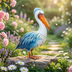 Ratuor Pelican Statues Metal Garden Decor Coastal Blue Heron Yard Art Sculpture Ornament for Backyard Porch Patio Pond Decor