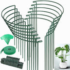 12 Pack Plant Support Stakes, Size 10"x16", Come with 15 Pcs Plant Labels, 20 Pcs Plant Clips, 7ft Plant Ties, Metal Garden Peony Cages and Supports for Potted Plants Tomato Hydrangea