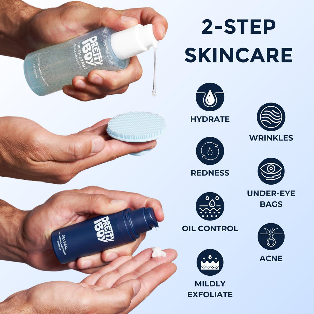 Prettyboy Face Revival Gel Moisturizer For Men - Hydrating Cream That Refreshes Dry Skin, Irritation, & Redness - Supports Anti Aging & Anti Wrinkle - Fragrance Free - 1 Count