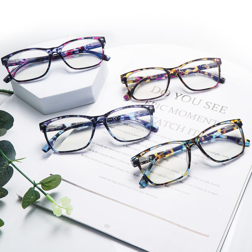 CLASAGA Progressive Multifocus Reading Glasses for Women, Pattern Print Blue Light Block Stylish Ladies Computer Readers (pattern design, 3.5, x)