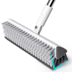 Floor Scrub Brush with Long Handle, Heavy-Duty Stiff Bristles, V-Shape Floor Scrubber Brush for Tile, Concrete & Grout Lines, Stand-Up Cleaning for Garage, Bathroom, Deck & Patio