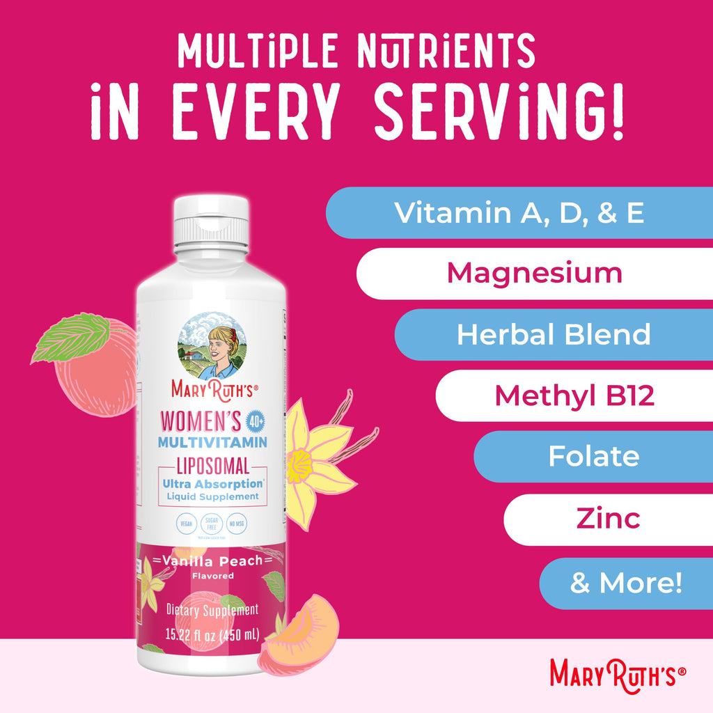 MaryRuth’s Multivitamin Liposomal for Women 40+ | Womens Multivitamin Liposomal | Immune Support Supplement | Menopause Supplement | Methylated Multivitamin | Vegan | Sugar Free | Non-GMO |15.22 Fl Oz
