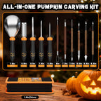 Upgraded Pumpkin Carving Kit for Adults & Kids with Professional Detail Sculpting Tools, Heavy Duty Stainless Steel Knife Set with Carrying Case for Halloween Decoration