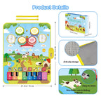 Foki 3-in-1 Musical Mats, Child Floor Piano Drum Animal Music Play Mat Montessori Sensory Early Educational Musical Learning Toys for Baby Girls Boys Birthday Toddlers 1-5 Years Old