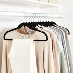 Amazon Basics Slim Velvet Non-Slip Space Saving Suit Clothes Hangers for Closet Organization, Black/Silver, 30-Pack