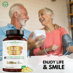 Organic Turkish Black Seed Oil Capsules, Premium Cold Pressed, High TQ, 1 Month Supply, Non-GMO Black Cumin Nigella Sativa Oil for Immune Support, Joint, Digestive Health, 1000mg per Capsule, 60ct