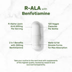 DEAL SUPPLEMENT R Alpha Lipoic Acid 600mg with Benfotiamine 300mg Per Serving, 120 Veggie Capsules – 200mg R-ALA Per Capsule – Antioxidant Supplement for Energy & Nervous System Support