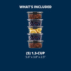 Rubbermaid Brilliance BPA-Free Food Storage Containers Multi Pack, 1.3 Cup Plastic Containers with Lids, 5 Pack, Leak Proof, Microwave & Dishwasher Safe