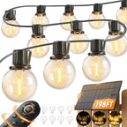 addlon 198FT(192+6) Solar String Lights Outdoor Waterproof, 96+8 LED Shatterproof Bulbs with Remote, Dimmable Brightness & 3 Modes, Solar Powered Patio Lights for Garden,Deck,Backyard,Wedding,Camping