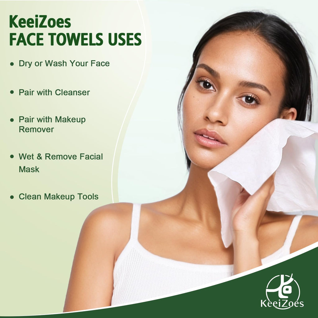 Disposable Face Towels 600 Count, Biodegradable Ultra Soft & Thick Facial Towels for Sensitive Skin, Lint-Free Makeup Remover Dry Wipes, Multi-Purpose Cleansing Towelettes for Face Wipes, Skincare