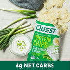 Quest Nutrition Protein Chips, Sour Cream & Onion, 21g Protein, 3g Net Carbs, 130 Cals, 1.1 oz Bag, 1 Count, High Protein, Low Carb, Gluten Free, Soy Free, Potato Free (Pack of 2)