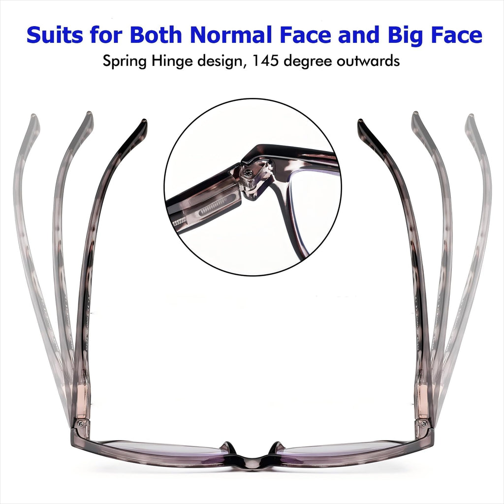 DAMIDEO 5 Pack Blue Light Blocking Oversize Reading Glasses Men Large Head Wide Frame 3.5 Readers Lightweight Eyeglasses
