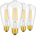 4-Pack Vintage 8W ST64 LED Edison Light Bulbs 100W Equivalent, 1400LM E26 Light Bulbs, 2700K Warm White, Antique Filament LED Bulbs, CRI 90+, Clear Glass, Great Bulb for Home, Bedroom, Non-Dimmable