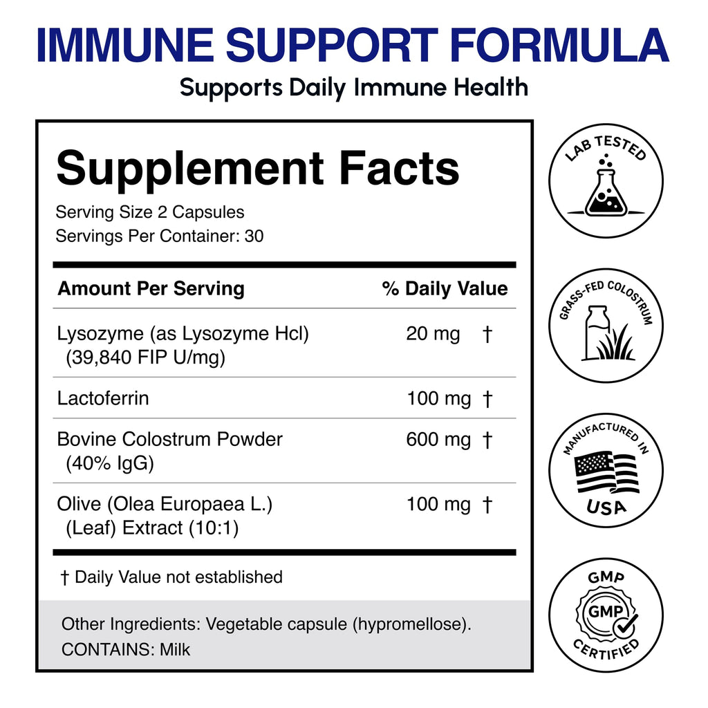 Oramune ImmunoCillin Immune Support Supplement with Lactoferrin, Lysozyme, Bovine Immunoglobulin & Olive Leaf Extract – Supports Immune Defense, Strengthens Cellular Function for Adults – 60 Capsules