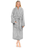 PAVILIA Premium Womens Plush Soft Robe, Sherpa Bathrobe, S/M Light Gray