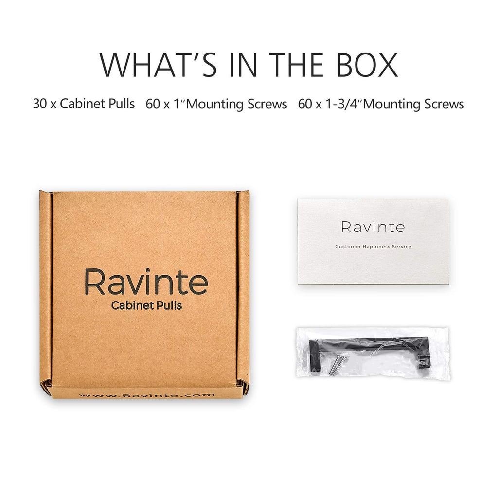 Ravinte 30 Pack 5 Inch Kitchen Square Cabinet Handles Matte Black Pulls Drawer Hardware for Cabinets Cupboard