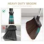XXFLOWER Broom and Dustpan Set with Long Handle, Heavy Dust Broom and Dustpan Combo for Home，Kitchen, Office, Pet Hair(Beige)