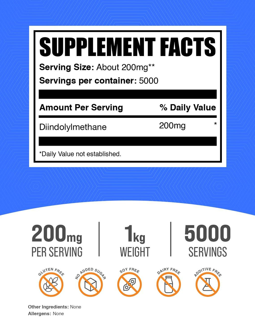 BulkSupplements.com DIM Powder - Diindolylmethane Powder, DIM Supplement for Men & Women - Unflavored & Gluten Free, 200mg per Serving, 1kg (2.2 lbs) (Pack of 1)