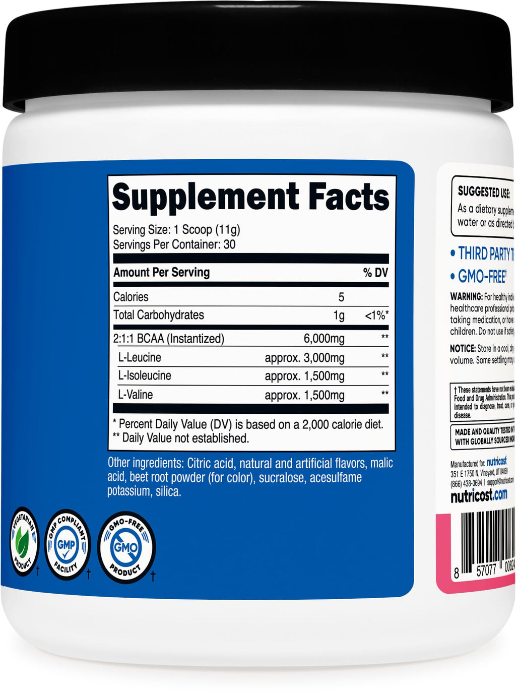 Nutricost BCAA Powder 2:1:1 (Raspberry Lemonade, 30 Servings)