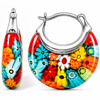 Shop LC Murano Style Glass Hoop Earrings for Women - Multicolor
