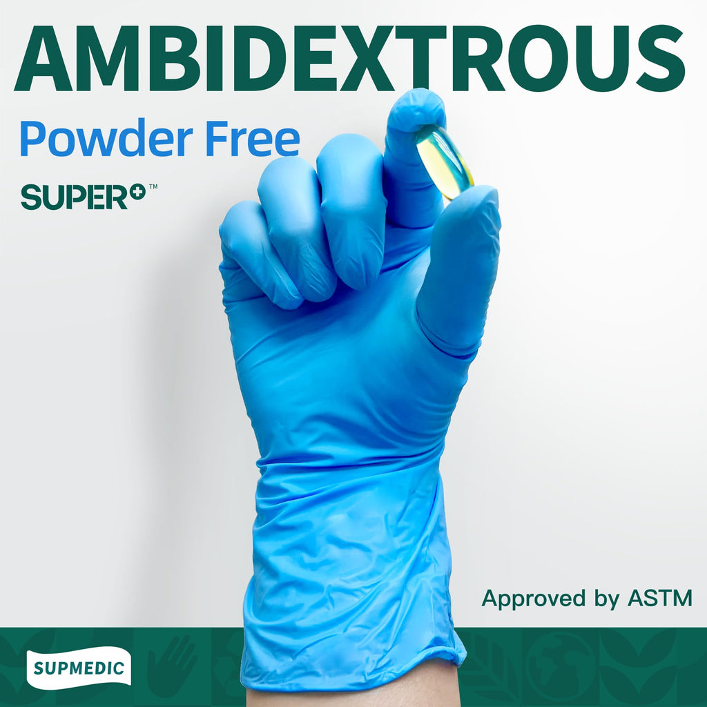 Supmedic Vinyl Disposable Exam Gloves, 4 Mil Powder-Free Latex-Free Food Grade Cooking Cleaning Medical Glove, Blue 100 Pcs (X-Large)