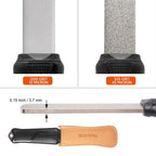 SHARPAL 127N Dual-Grit Diamond Sharpening Stone File Garden Tool Knife Sharpener with Leather Strop Coarse 325 / Extra Fine 1200 Grit for Lawn Mower Blade, Axe, Hatchet, Hedge Shears Fathers Day Gift