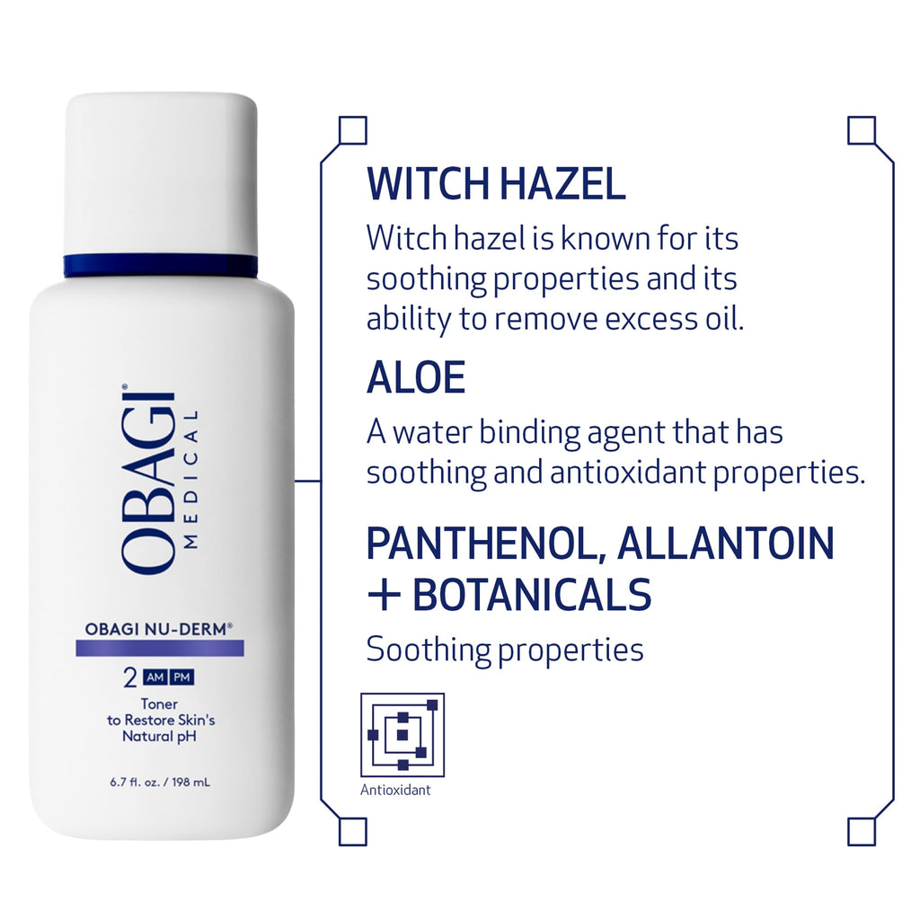 Obagi Nu-Derm Toner – Alcohol-Free, Balancing Nondrying Toner with Witch Hazel & Aloe Vera, Safe for Sensitive Skin – Two Pack, 2 * 6.7 oz