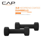 CAP Barbell 3 LB Neoprene Dumbbell Hand Weights - Pair | Black