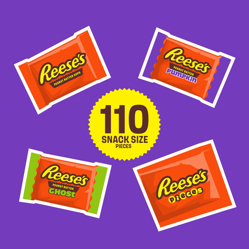 Reese's Assorted Peanut Butter Halloween Candy Pumpkin Bowl, 110 ct