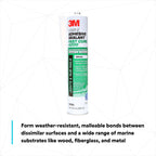 3M Marine Adhesive Sealant Fast Cure 4200 (06560) – Semi-Permanent Flexible Adhesive Sealant for Boats and RVs, White, Flexible Bonds, Underwater-Safe, 295 mL Cartridge
