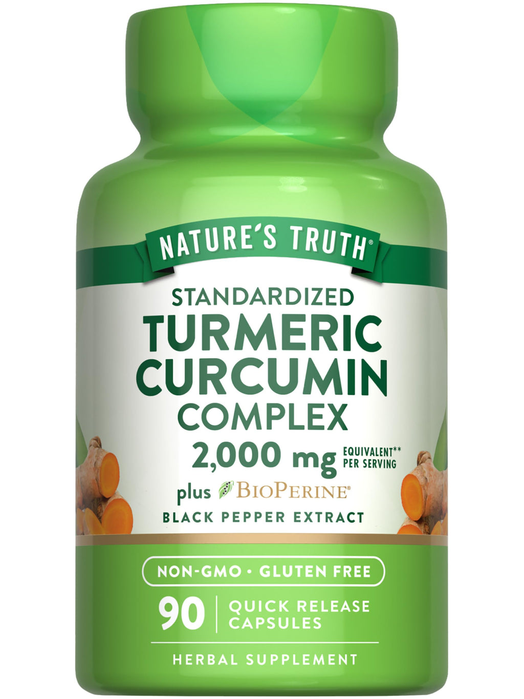 Nature's Truth Turmeric Curcumin Capsules | 90 Count | with 95% Standardized Curcuminoids and Bioperine | Non-GMO and Gluten Free Supplement
