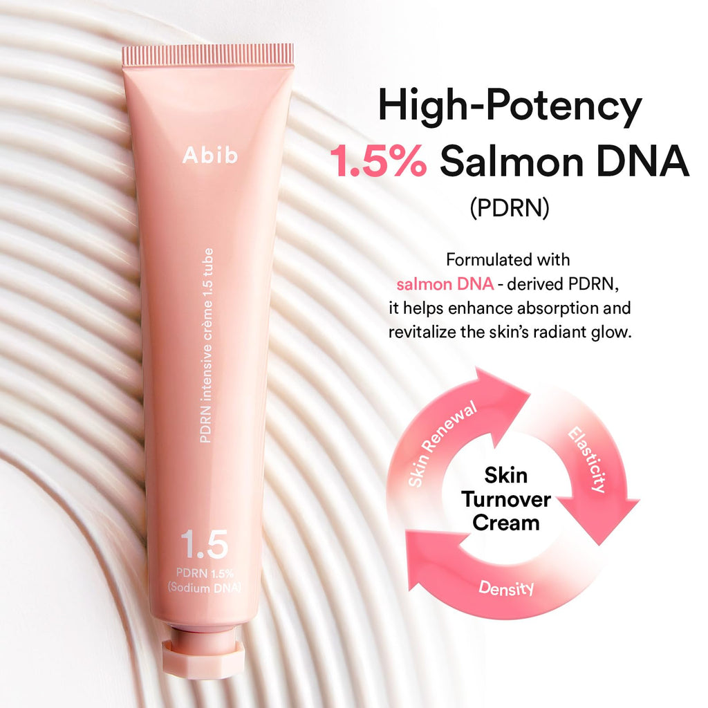 Abib PDRN Intensive Cream 1.5 Tube 2.54 fl oz, Salmon DNA PDRN Hydrating Moisturizer for Dull and Stressed Skin, Skin Turnover and Barrier Care, with Peptides and Hyaluronic Acid, Korean Skincare