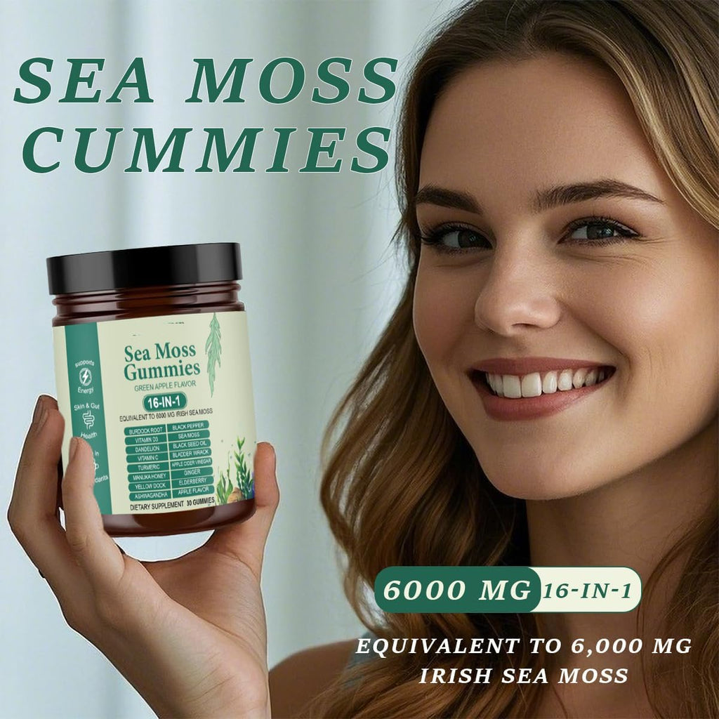FW ZONE Sea Moss Gummies 16-in-1 with Black Seed Oil, Ashwagandha, 30 Servings, Irish Seamoss Gummies Boosts Immune Support, Wellness and Digestion