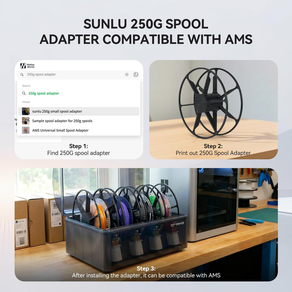 SUNLU 3D Printer Filament, Neatly Wound 250G Spool PLA Filament Bundle, 1.75mm PLA Filament Muticolor, High Compatiblity, 8 Rolls, Black+White+Grey+Burlywood+Purple+Bluegrey+GrassGreen+PureYellow