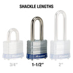 Master Lock 3QLF Outdoor Padlock with Key, 4 Pack Keyed-Alike